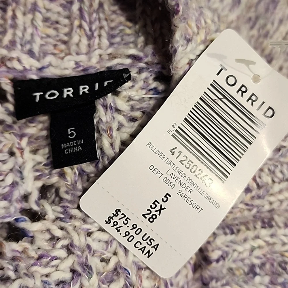 Torrid - Pullover Turtleneck Pointelle Sweater in Lavender - Picture 7 of 13